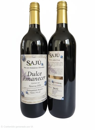 Vino de Arándano “Dulce Amanecer” – 750 ml 🍷