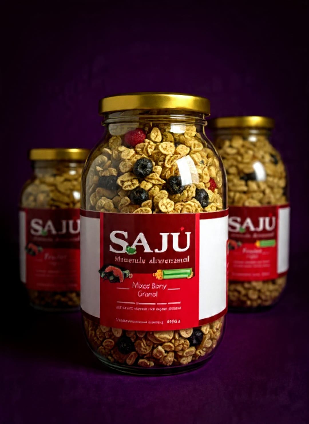Granola Artesanal de Frutos Rojos – SAJU 🍓🫐🍒